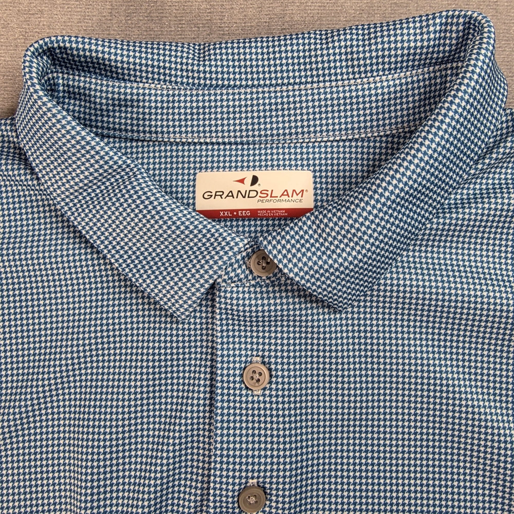 Grand Slam Performance Blue Houndstooth Golf Polo XXL